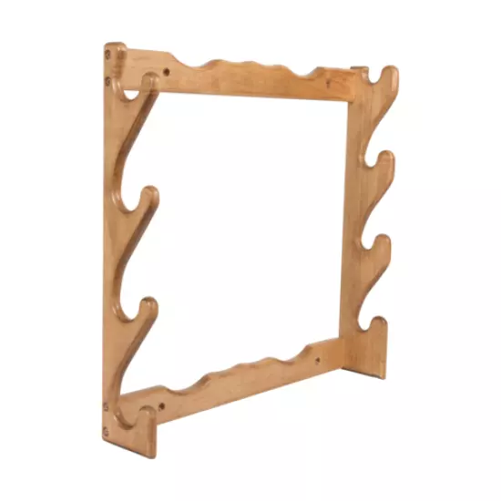 Four Rifle Wall Mount Wooden Gun Rack Gun Storage in Natural Wood Finish