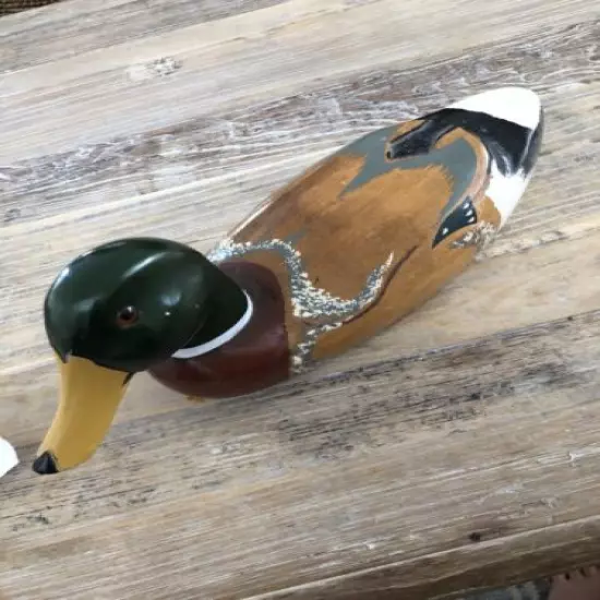 Wood Duck Mallard Drake Soled Wood With Glass Eyes 