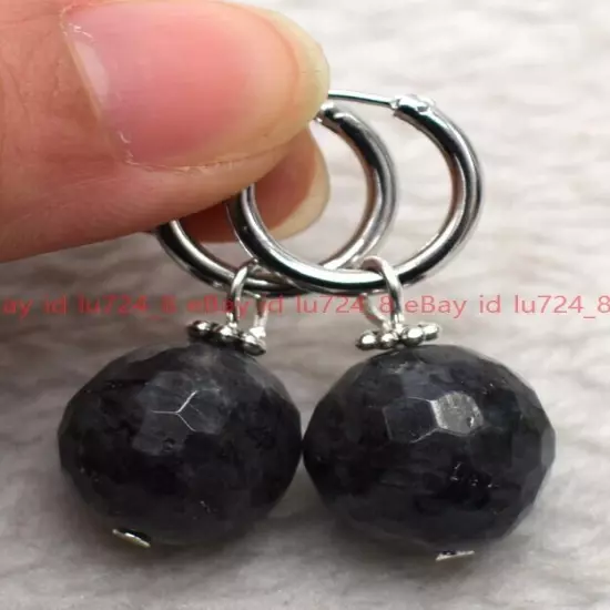 8/10/12mm Natural Multicolor Gemstone Round Beads Silver Leverback Earrings