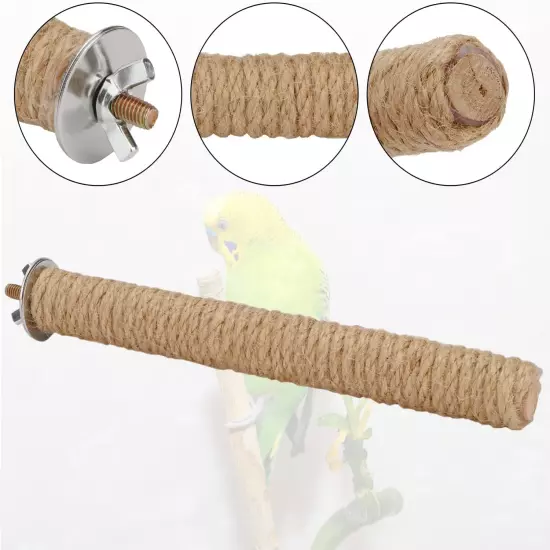 Bird Perch Stand Natural Wood Parrot Hemp Rope Perch Birdcage Accessories Perch 