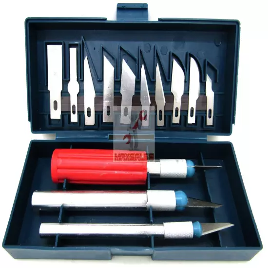 16pc Hobby Razor Knife Set w/Blades w/Case (Exacto Blades fits knife) Stencil