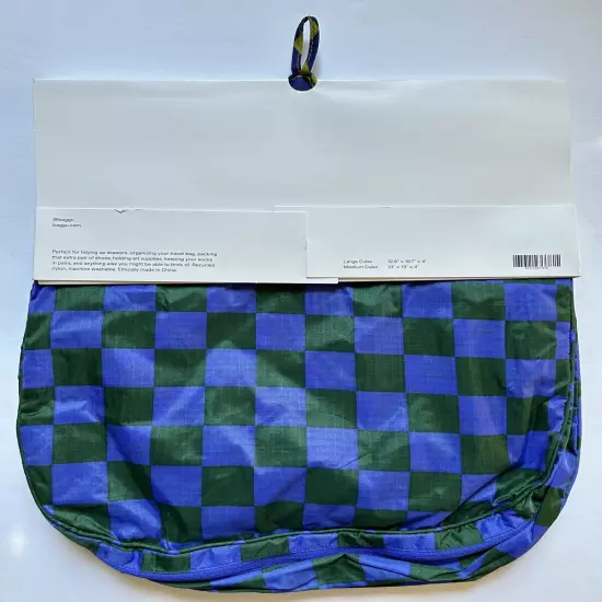 NEW! Baggu *LARGE* PACKING CUBE SET in “Jewel Checks” — Washable Recycled Nylon