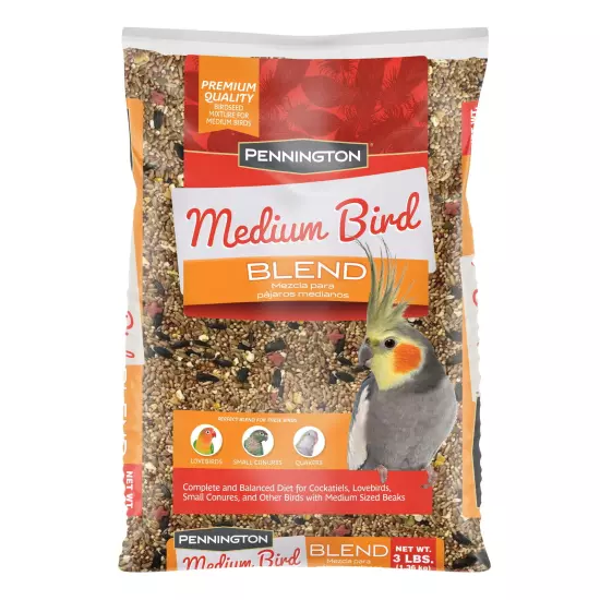 Medium Bird Everyday Blend Dry Bird Food for Cockatiels, Love Birds; 3 Lb Bag