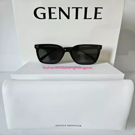 2024 GentleMonster Her 01 Unisex Sunglasses Oversized Black Frame Black Lenses