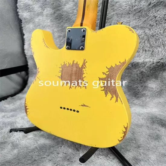 Solid Body Tele Yellow Electric Guitar Maple Fretboard Pickup Chrome Hardware