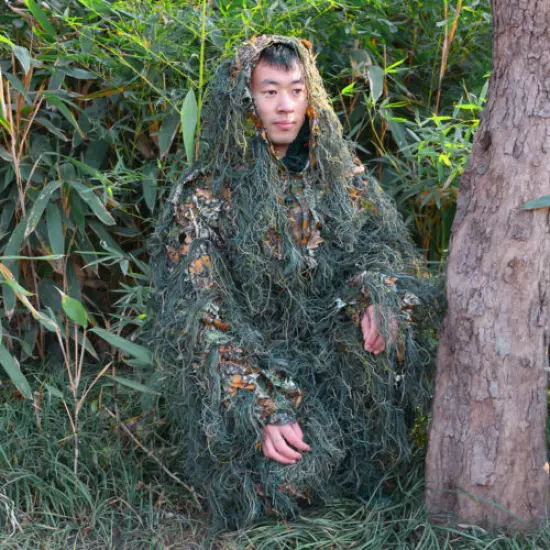 3D Ghillie Suit Grass Bionic Camouflage Suit Bird Watching Hunting Clothes Set