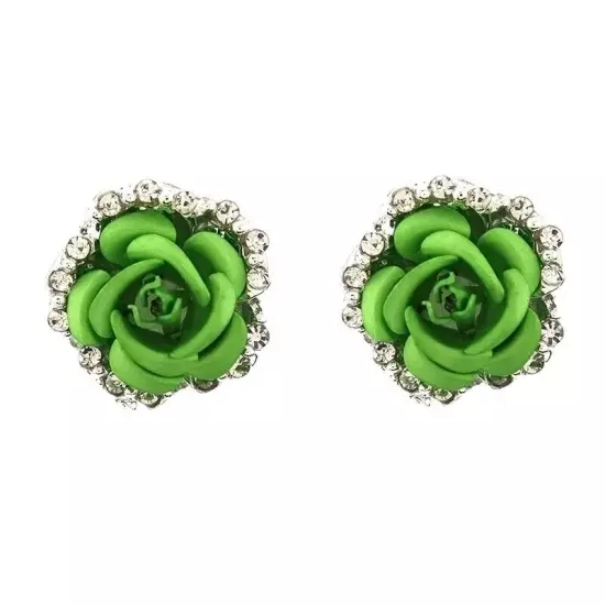 Ladies Charm Rose Crystal Shinny mond Stud Earrings Fashion Womens Jewellery