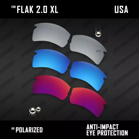 Anti Scratch Polarized Replacement Lenses for-Oakley Flak 2.0 XL OO9188 Options