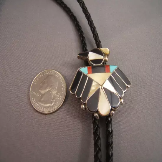 Vintage Southwest Thunderbird Sterling Silver Bolo Tie