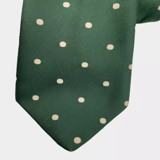 Vintage Louis Feraud Green Polka Dot Wide 1970's Necktie Tie Men's 4.2" x 57"