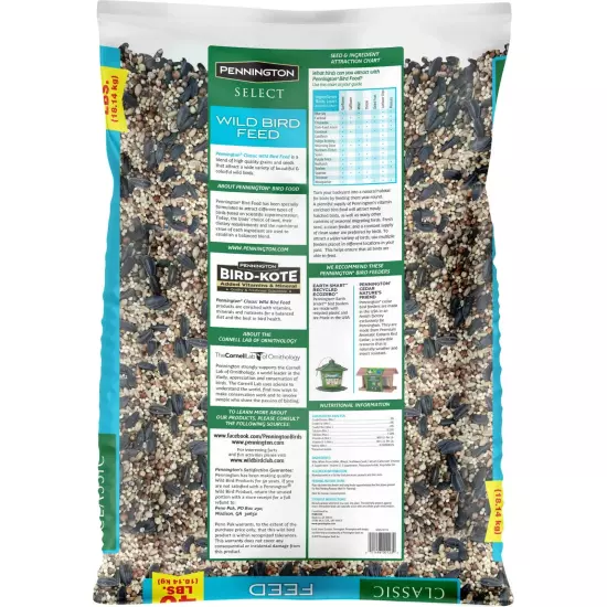 Pennington Classic Dry Wild Bird Feed and Seed, 40 lb. x 2 pack