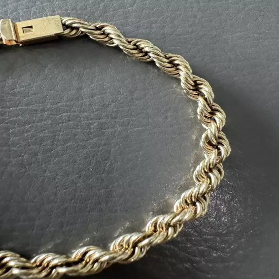 Men's 8 in. Diamond Cut 5.4mm 14k Gold Rope Chain Bracelet 6.5 Grams