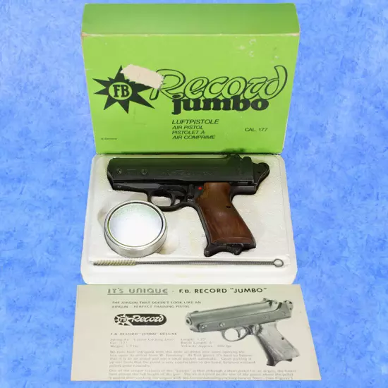 Vintage RECORD JUMBO in BOX Pellet Air Gun/Pistol GERMANY Working RARE!