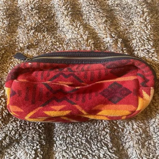 Pendleton Wool Leather Trim Aztec Southwest Make Up Unisex Toiletry Man Bag