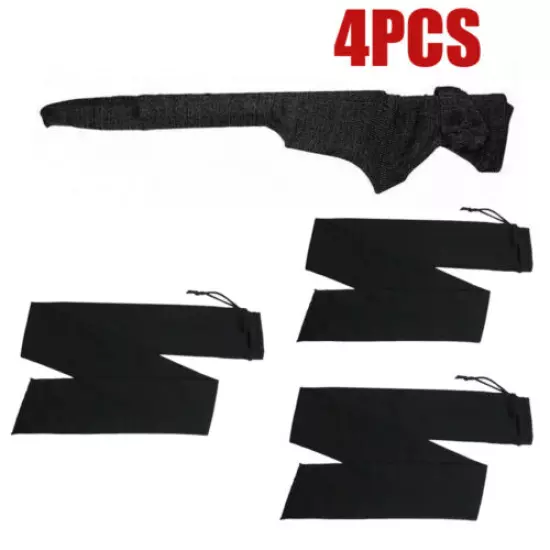 4PC 54" Silicone Treated Gun Protective Sock Sleeve Rifle/Shotgun Bag Slip Black