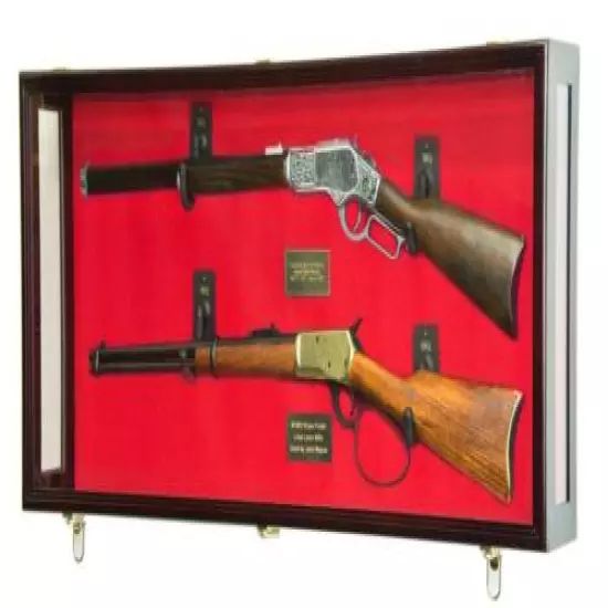 Gun Display Case Cabinet Rifle USA Clear View 44.5" Solid Wood Shotgun 4 Colors 