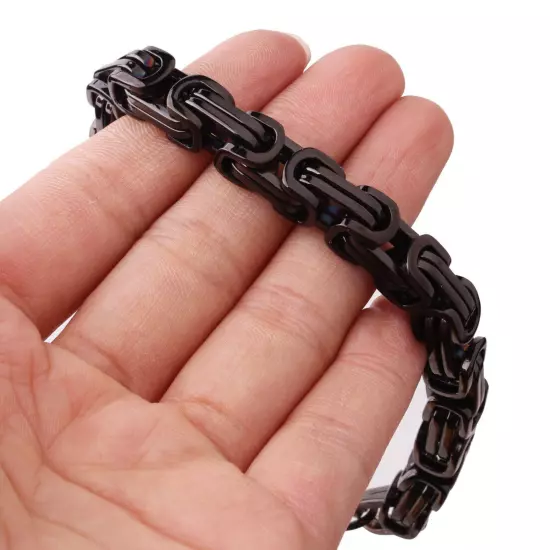 4/6/8mm Mens Womens Silver Gold Black Stainless Steel Byzantine Chain Bracelet