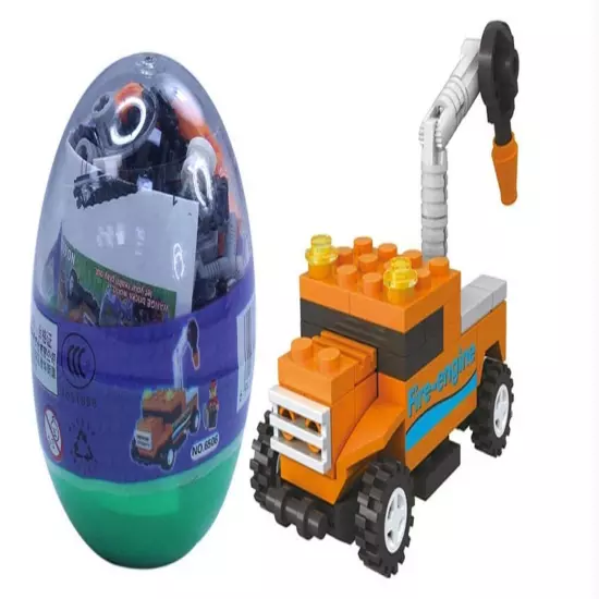 Easter eggs filled with Building Brick blocks toys. 6 eggs each have differen...