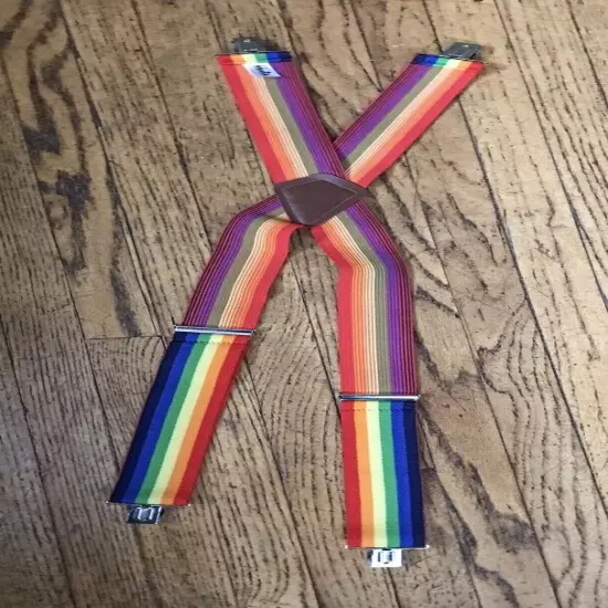 Hold Up Rainbow Suspenders Mork And Mindy LGBTQ Funky Retro Groovy USA Made