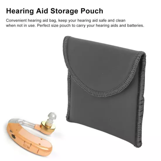 Portable PU Leather Hearing Aid Black Pocket Size Case for Amplifiers