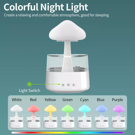 Humidification Colorful Lamp Relax Cloud Rain Diffuser Humidifier Raindrop