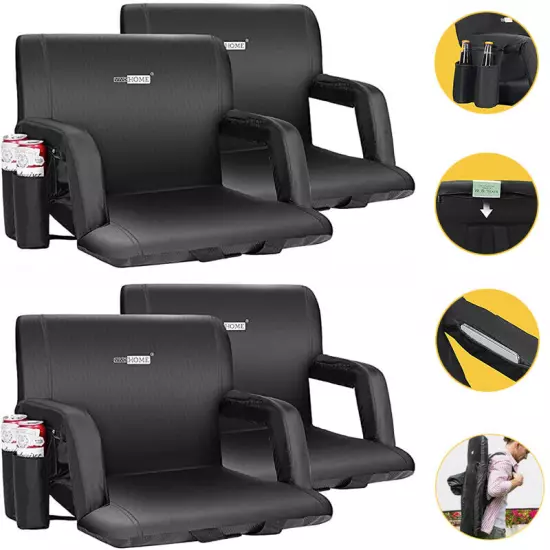 4 Pack Back Support Stadium Seat 24.5'' Wide Portable Reclining Bleacher Chair