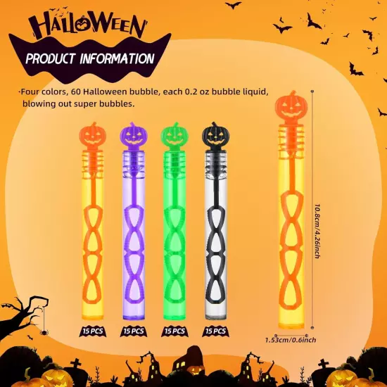 60 Pack Halloween Bubble Wands, Mini Toys for Party Favors,... 