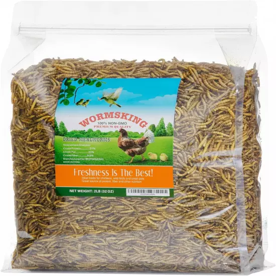 2LB Dried Mealworms for Poultry, Wild Birds,Tasty Bird Food