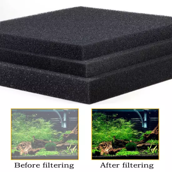 Aquarium Bio Sponge Foam Filter Media Pad for Fish Tank Sump Pond Cotton Black