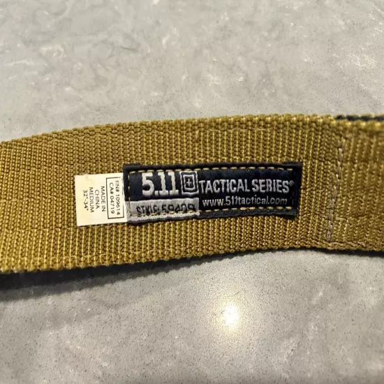 511 Tactical Belt Style 59409 Golden Brown Black Buckle Size Medium 32”-34”