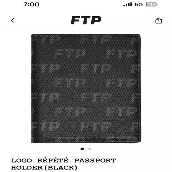 FTP Logo Répété Passport Holder (Black)