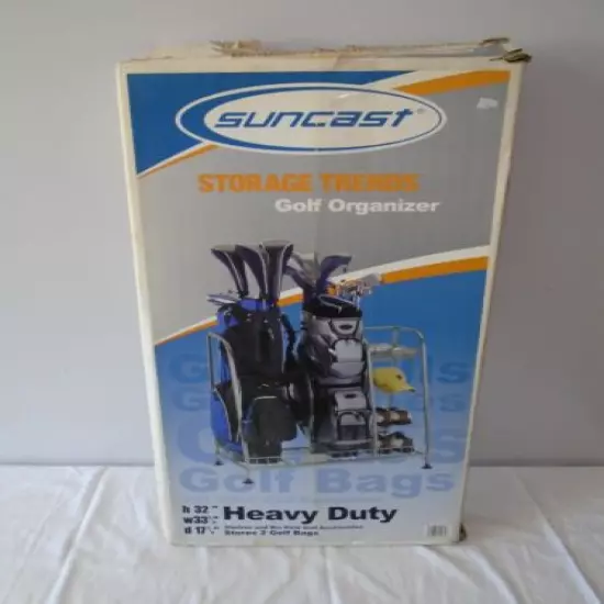 Suncast Storage Trends Golf Organizer Heavy Duty Shelves Store 2 Golf Bags [NEW]