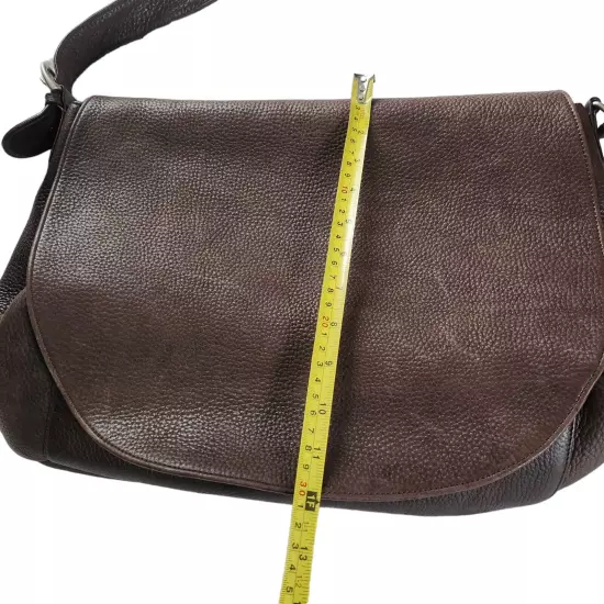 Eddie Bauer Genuine Leather Messenger Bag Dark Brown Flap Crossbody