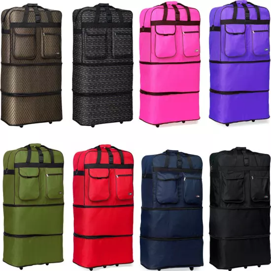 40" XXL Expandable Rolling Duffel Bag Wheeled Spinner Suitcase Luggage 