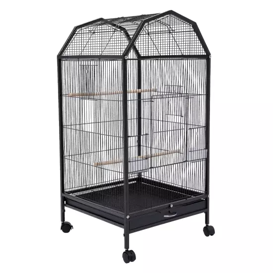 Black Large Bird Cage wit Rolling Stand Cockatiel Parakeet Finch Parrot Birdcage