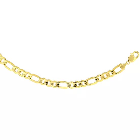 10k Solid Yellow Gold Figaro Chain Necklace 2.23mm-10.25mm Sz 16-30 Inches