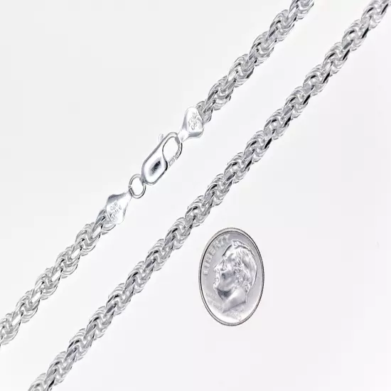 Italy 925 SOLID Sterling Silver Diamond-Cut ROPE Chain Necklace or Bracelet 