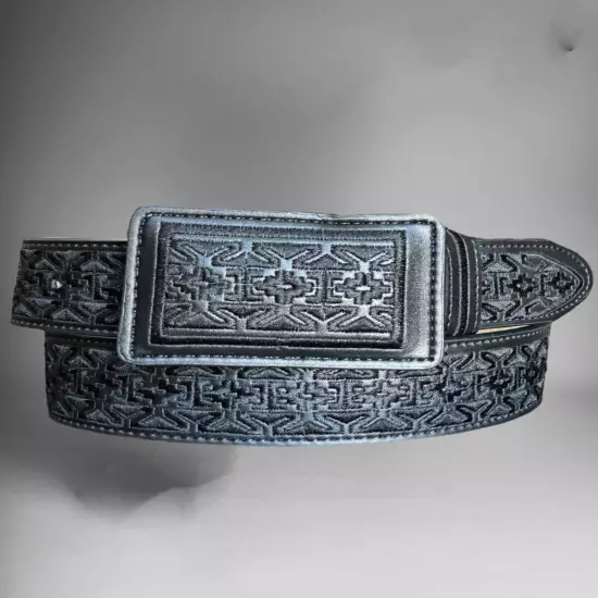 Cinto bordado vaquero Charro de piel Men’s Western Cowboy Belt embroidered