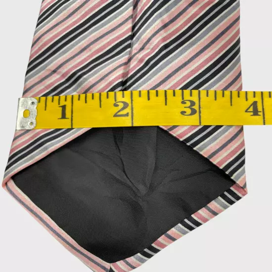 Croft & Barrow Pink Striped Repp Regimental Silk Necktie Tie Men's 3.8" x 56"