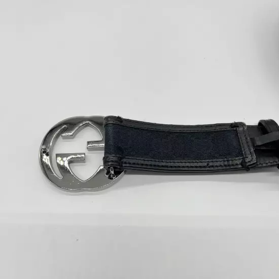 GUCCI Interlocking Belt Ceremonial Silver Black