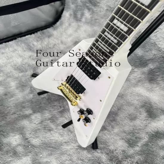 Solid Custom White Specia Shape Electric Guitar White Pickguard Black Fretboard