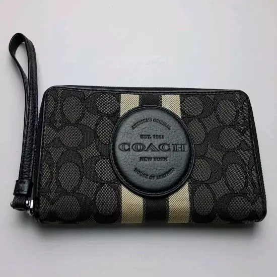 Coach Signature Dempsey Large Zip Around Phone Wallet Wristlet 