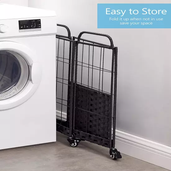 Laundry Hamper with Heavy Duty Rolling Lockable Wheels; Durable Laundry Basket