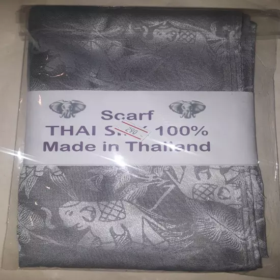 Thai Silk NWT gray scarf 21"x70"