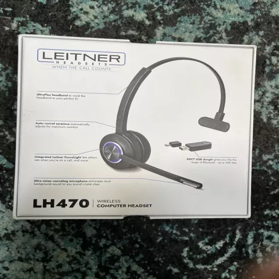 Leitner LH470 – Wireless Computer Headset with Microphone – New Open Box