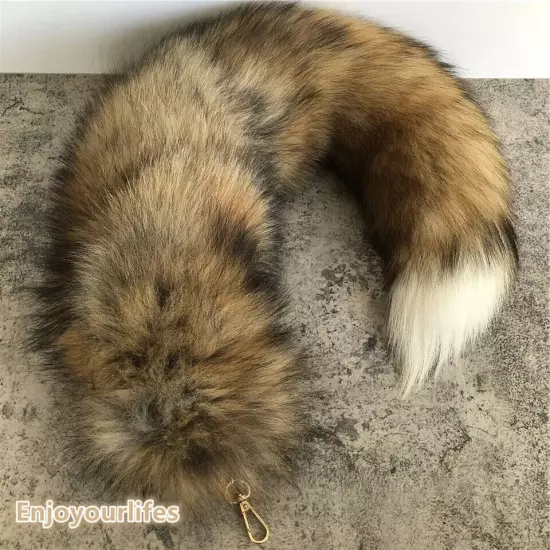 70cm/27.5" Long Real Fox Fur Tail Keychain Adult Games Furry Cosplay Toy Pendant