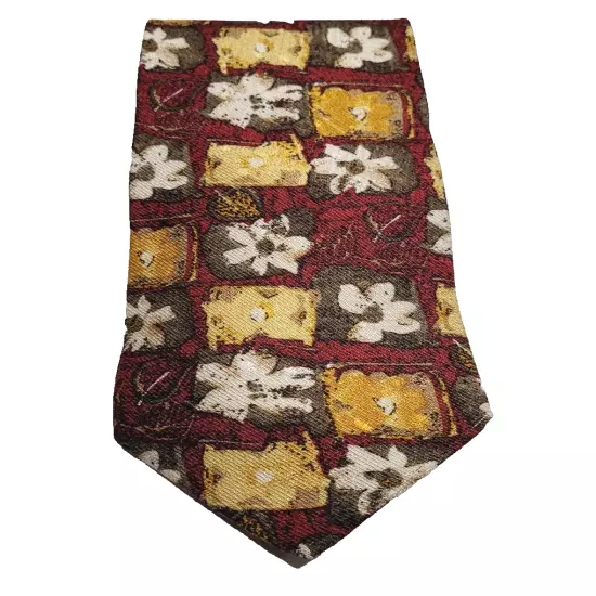 Tino Cosura Classic Silk Italian Professional Necktie Floral Maroon Beige White