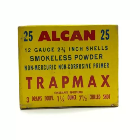 Alcan Trapmax 12 Ga AL Heraldic Lions EMPTY Ammo Box Vintage Circa 1950s 5688-OP