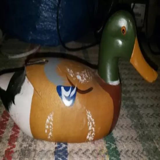 Vintage wooden decoy mallard 14" long