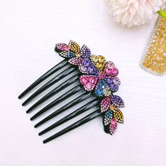 Crystal Flower Hair Comb Clip Shiny Rhinestones Hairpins Women Hair Accessories*